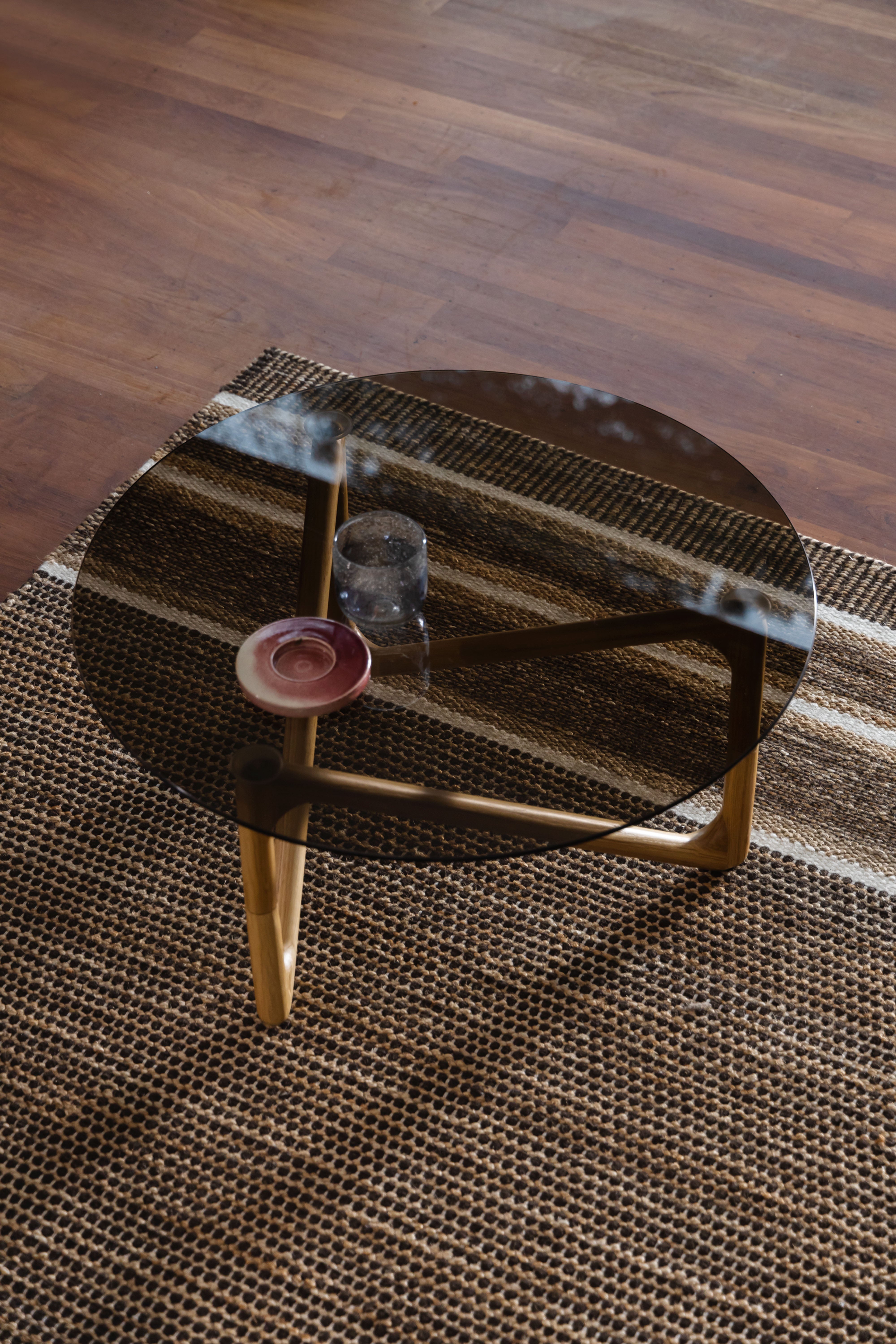 Dutchbone Naia Abstract Natural Wood & Smoked Glass Coffee Table